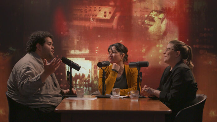 Au foyer - Mounir avec Catalina Briceño et Karine Dubois